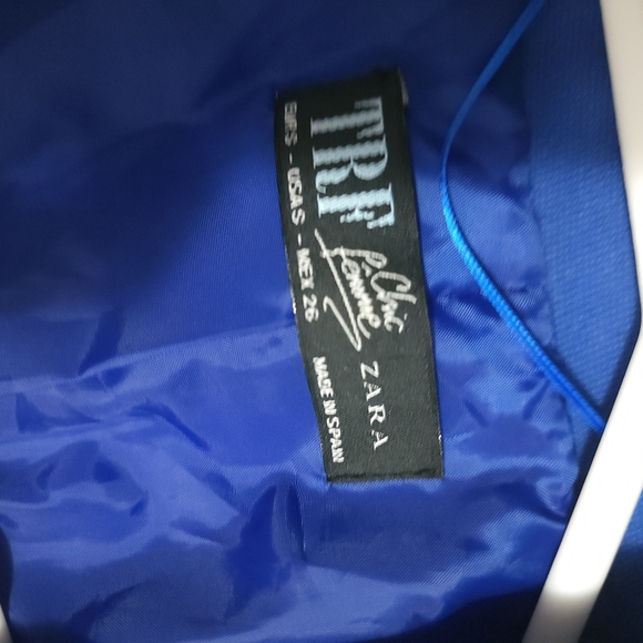 Aus S Zara Blue Cropped Blazer Peplum Jacket - Picture 2 of 16